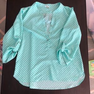 Teal Patterned Blouse